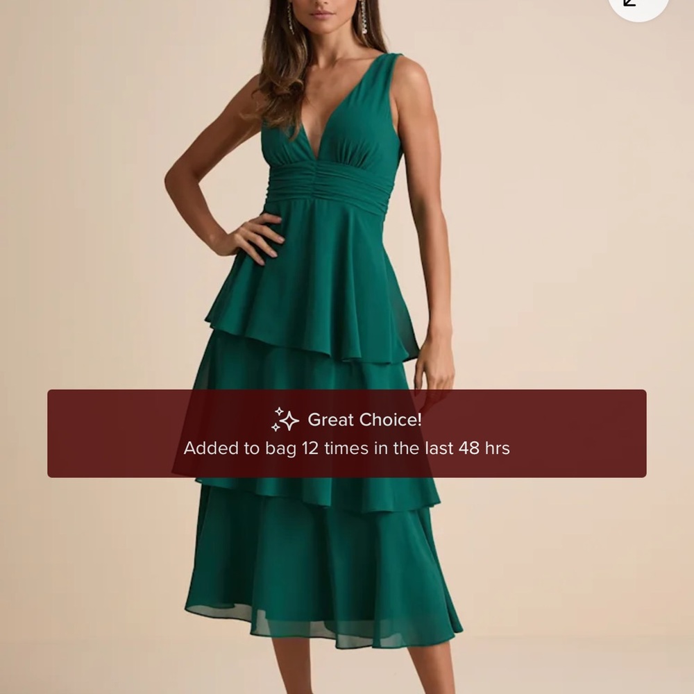 Lulu's Teal Tiered Midi Dress
